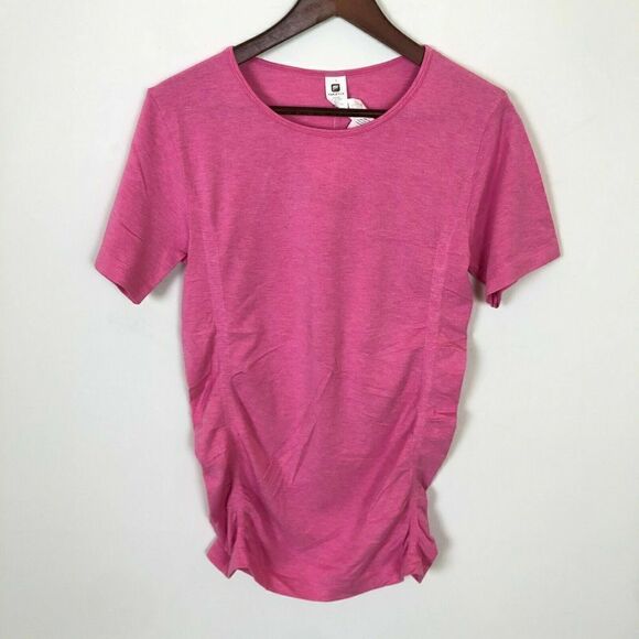 Fabletics Kathie Pink Paradise Womens Sz Small Seamless Short Sleeve Ruched Top - Picture 1 of 4